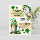 Lucky Irish Bierleprechaun Gnome Kleeblatt Klee Einladung (Stehend Vorderseite)