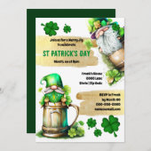 Lucky Irish Bierleprechaun Gnome Kleeblatt Klee Einladung (Vorne/Hinten)