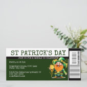 Lucky Irish Boarding Pass Ticket St Patrick's Day Einladung (Stehend Vorderseite)