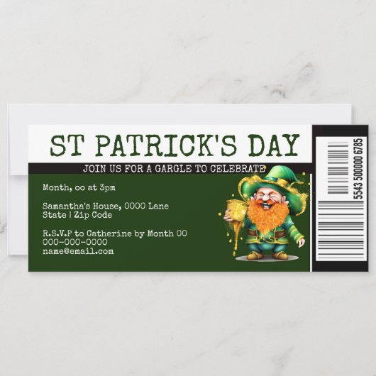Lucky Irish Boarding Pass Ticket St Patrick's Day Einladung (Vorderseite)