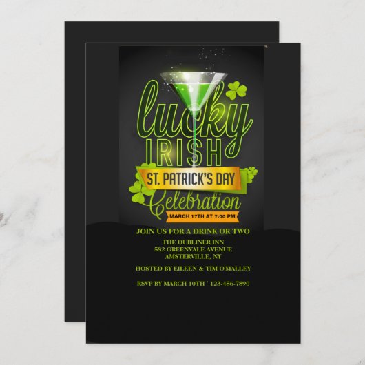 Lucky Irish Celebration Einladung (Vorne/Hinten)
