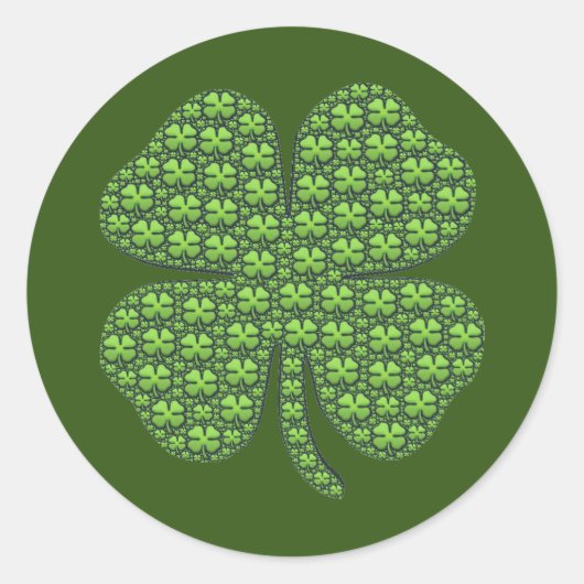 Lucky Irish Clover Dark Green Runder Aufkleber (Vorderseite)