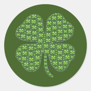 Lucky Irish Clover Dark Green Runder Aufkleber