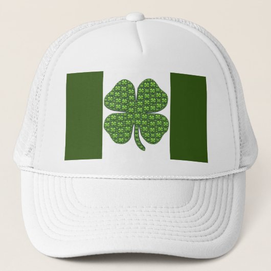 Lucky Irish Clover Flag Trucker Hat Truckerkappe (Vorderseite)