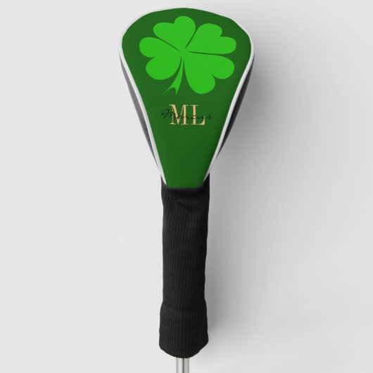 Lucky Irish Clover & Kleeblatt Golf mit Monogramm Golf Headcover (Vorderseite)