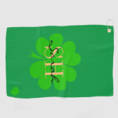 Lucky Irish Clover & Kleeblatt mit Monogramm / Gol Golfhandtuch (Horizontal)