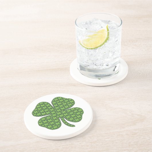 Lucky Irish Clover Sandstone Untersetzer (Seite)