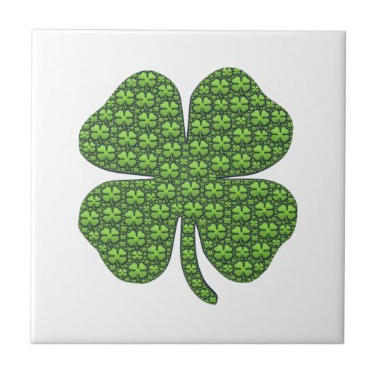 Lucky Irish Clover White Fliese (Vorderseite)