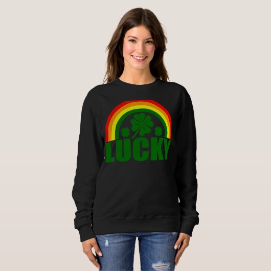 Lucky Irish Four Leaf C St Patrick's Day Rainbow Sweatshirt (Vorne ganz)