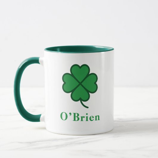 Lucky Irish Green Clover Personalized Coffee Mug Tasse (Links)