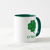 Lucky Irish Green Clover Personalized Coffee Mug Tasse (VorderseiteRechts)