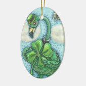 LUCKY IRISH GREEN FLAMINGO ORNAval Oval Keramik Ornament (Links)
