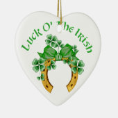 Lucky Irish Horseshoe und Kleeblätter Keramik Ornament (Rechts)