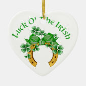 Lucky Irish Horseshoe und Kleeblätter Keramik Ornament (Vorne)