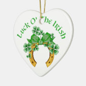 Lucky Irish Horseshoe und Kleeblätter Keramik Ornament (Links)