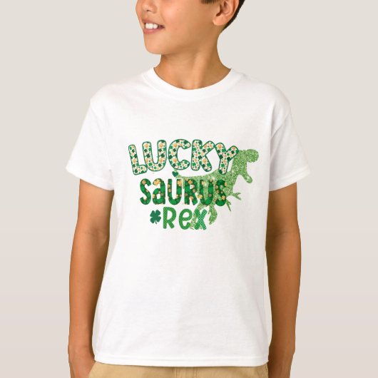 Lucky Irish Kids Saurus Rex T-Shirt, Dinosaurier L T-Shirt (Vorderseite)