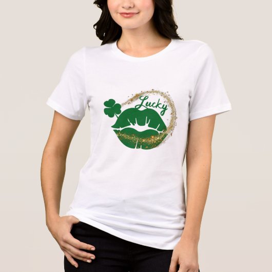 Lucky Irish Kiss Green Gold St Patricks Day Tri-Blend Shirt (Vorderseite)