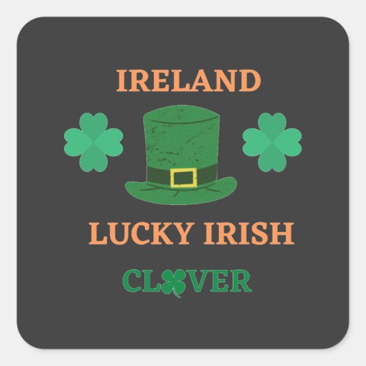 Lucky Irish Klee Irland Quadratischer Aufkleber (Vorderseite)