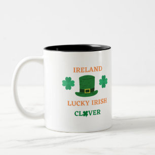 Lucky Irish Klee Irland T - Shirt Zweifarbige Tasse