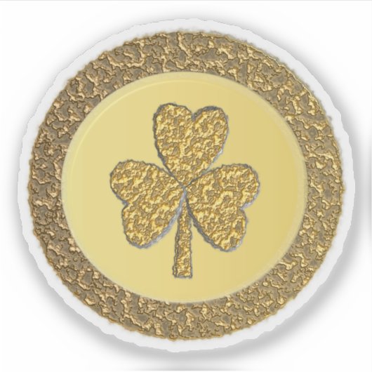 Lucky Irish Kleeblatt Gold Coin Aufkleber (Vorderseite)