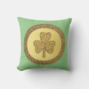 Lucky Irish Kleeblatt Gold Coin doppelseitig Kissen