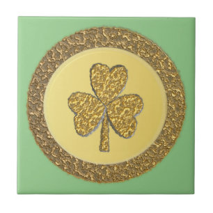 Lucky Irish Kleeblatt Gold Coin Fliese