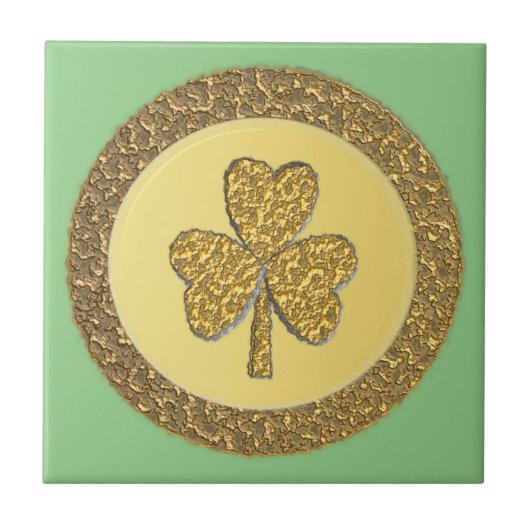 Lucky Irish Kleeblatt Gold Coin Fliese (Vorderseite)