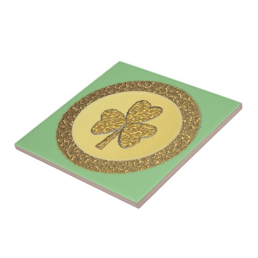 Lucky Irish Kleeblatt Gold Coin Fliese (Seite)