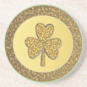 Lucky Irish Kleeblatt Gold Coin Getränkeuntersetzer (Vorne)
