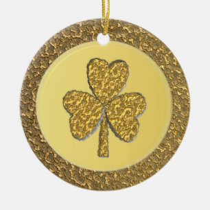 Lucky Irish Kleeblatt Gold Coin Keramik Ornament