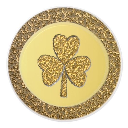 Lucky Irish Kleeblatt Gold Coin Keramikknauf (Vorderseite)