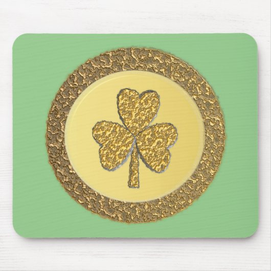 Lucky Irish Kleeblatt Gold Coin Mousepad (Vorne)