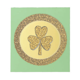 Lucky Irish Kleeblatt Gold Coin Notizblock