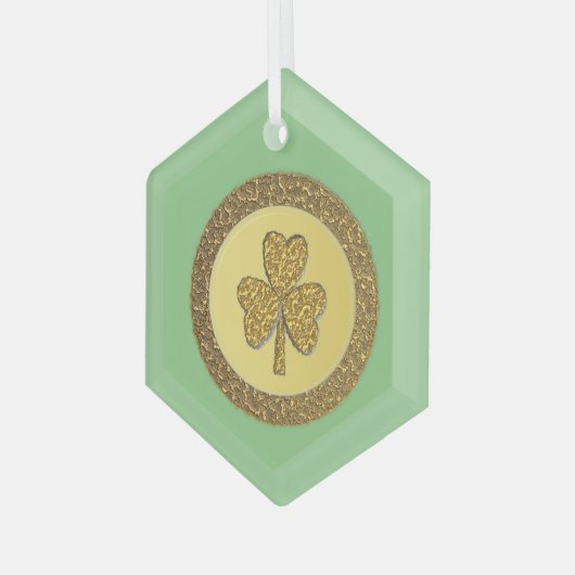 Lucky Irish Kleeblatt Gold Coin Ornament Aus Glas (Vorderseite Links)