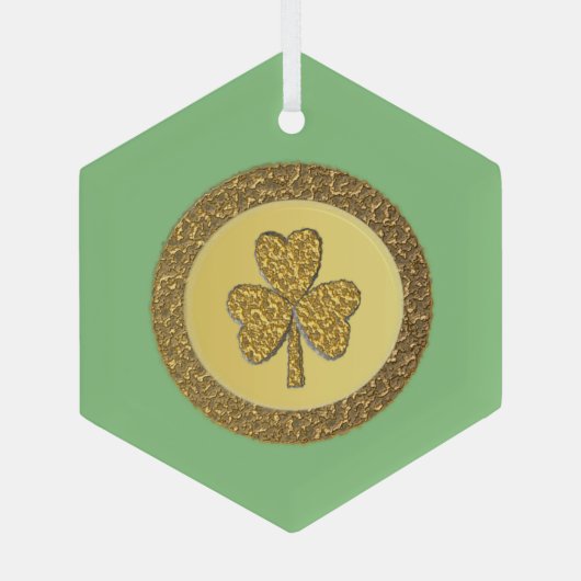 Lucky Irish Kleeblatt Gold Coin Ornament Aus Glas (Rückseite)