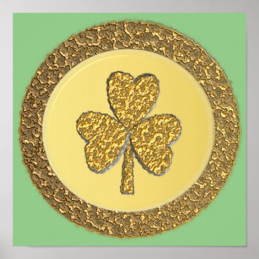 Lucky Irish Kleeblatt Gold Coin Poster (Vorne)