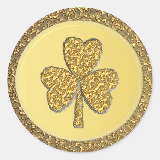 Lucky Irish Kleeblatt Gold Coin Runder Aufkleber (Vorderseite)