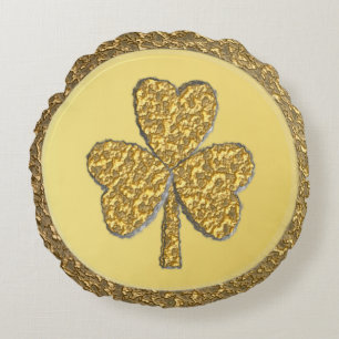 Lucky Irish Kleeblatt Gold Coin Rundes Kissen