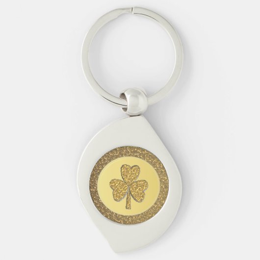 Lucky Irish Kleeblatt Gold Coin Schlüsselanhänger (Vorderseite)