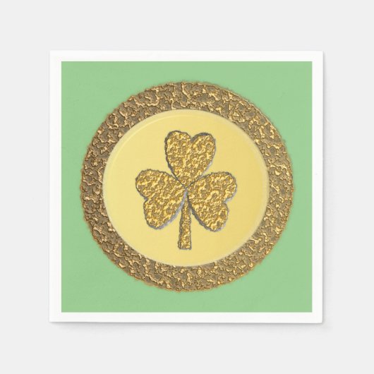 Lucky Irish Kleeblatt Gold Coin Serviette (Vorderseite)