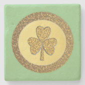Lucky Irish Kleeblatt Gold Coin Steinuntersetzer (Vorderseite)