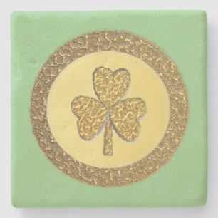 Lucky Irish Kleeblatt Gold Coin Steinuntersetzer