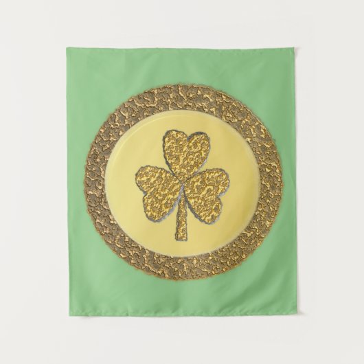 Lucky Irish Kleeblatt Gold Coin Wandteppich (Vorderseite)