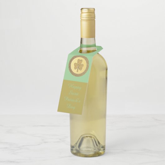 Lucky Irish Kleeblatt Gold Counter Custom Flaschenanhänger (Angewinkelt)