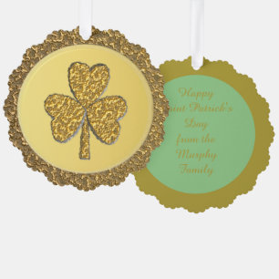Lucky Irish Kleeblatt Gold Counter Custom Ornament Karte