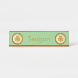 Lucky Irish Kleeblatt Gold Counter Custom Schreibtischnamensplakette