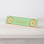 Lucky Irish Kleeblatt Gold Counter Custom Schreibtischnamensplakette (Vorderseite )