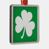 Lucky Irish Kleeblatt | Grün/Weiß Silbernes Ornament (Rechts)