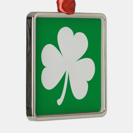 Lucky Irish Kleeblatt | Grün/Weiß Silbernes Ornament (Rechts)