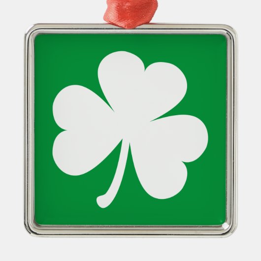 Lucky Irish Kleeblatt | Grün/Weiß Silbernes Ornament (Vorne)